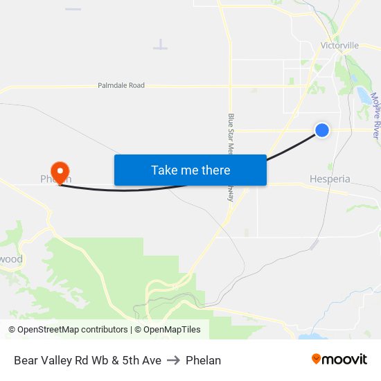 Bear Valley Rd Wb & 5th Ave to Phelan map