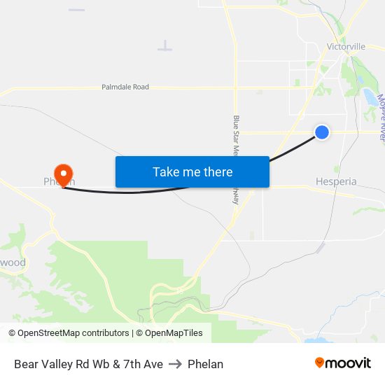 Bear Valley Rd Wb & 7th Ave to Phelan map