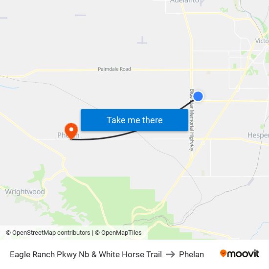 Eagle Ranch Pkwy Nb & White Horse Trail to Phelan map