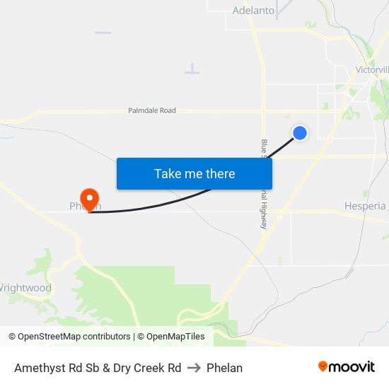 Amethyst Rd Sb & Dry Creek Rd to Phelan map