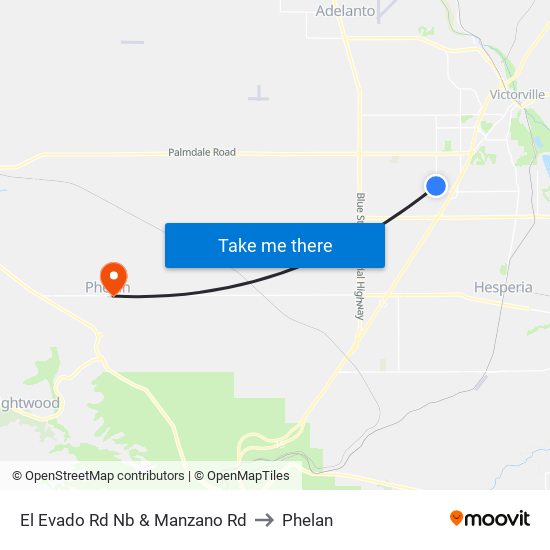 El Evado Rd Nb & Manzano Rd to Phelan map