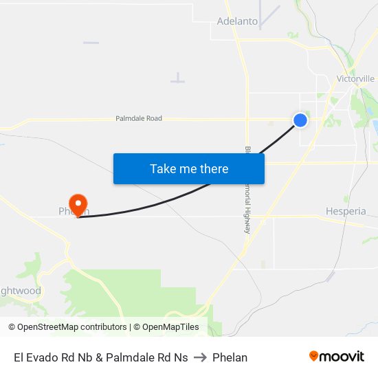 El Evado Rd Nb & Palmdale Rd Ns to Phelan map