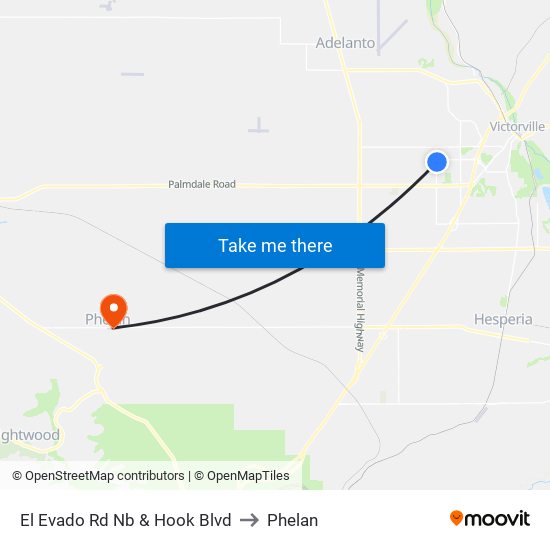 El Evado Rd Nb & Hook Blvd to Phelan map