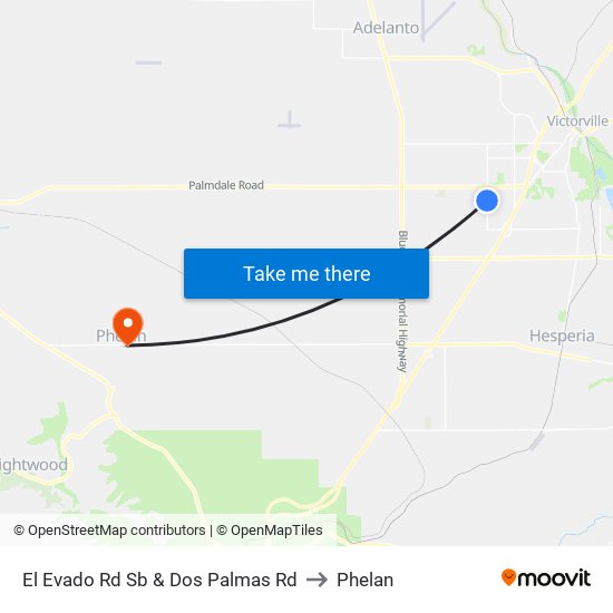 El Evado Rd Sb & Dos Palmas Rd to Phelan map