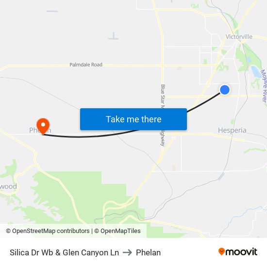 Silica Dr Wb & Glen Canyon Ln to Phelan map