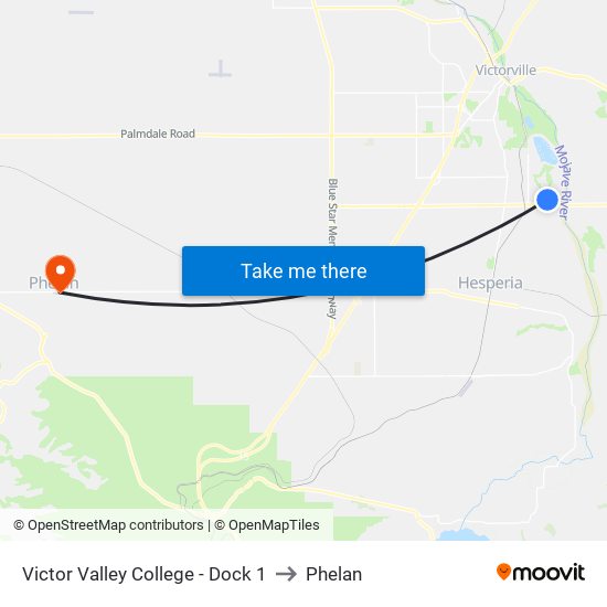 Victor Valley College - Dock 1 to Phelan map