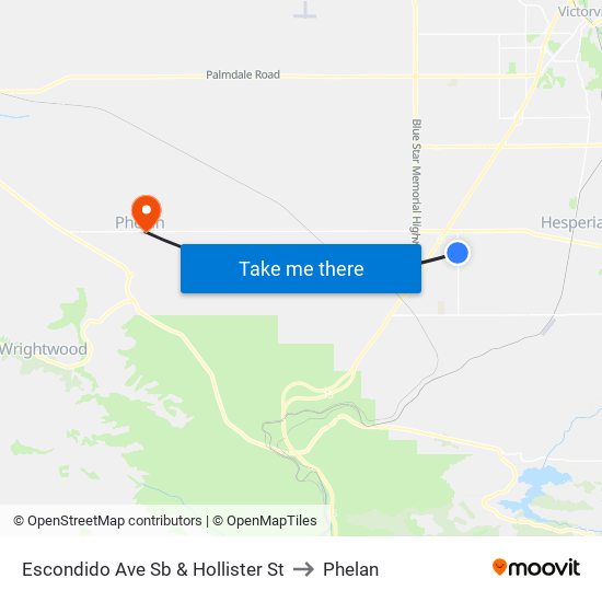 Escondido Ave Sb & Hollister St to Phelan map