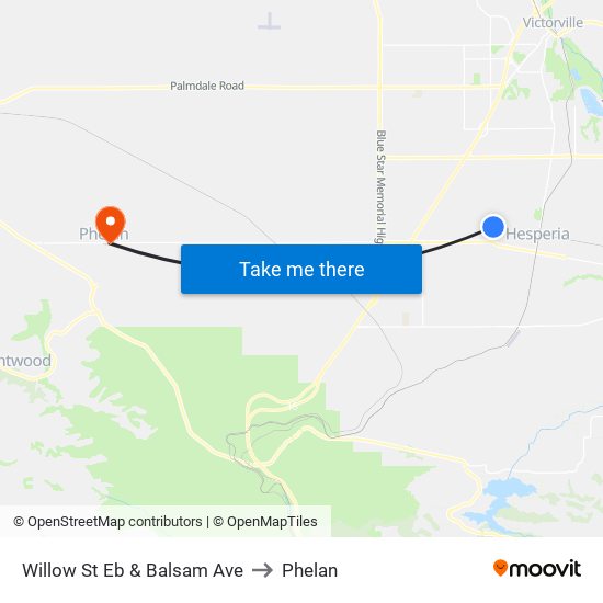 Willow St Eb & Balsam Ave to Phelan map