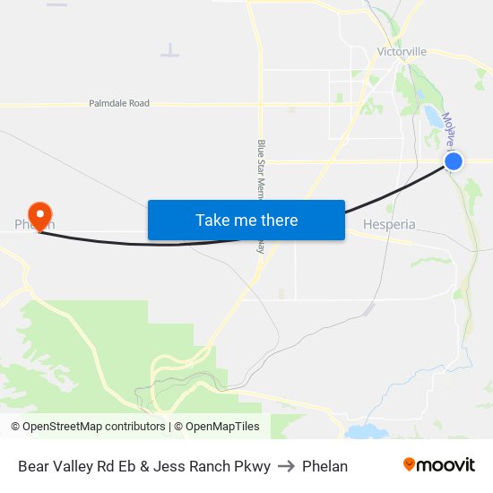 Bear Valley Rd Eb & Jess Ranch Pkwy to Phelan map