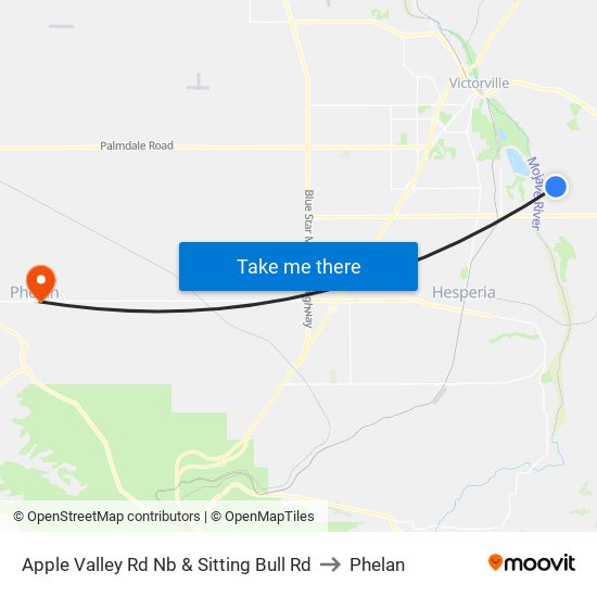 Apple Valley Rd Nb & Sitting Bull Rd to Phelan map