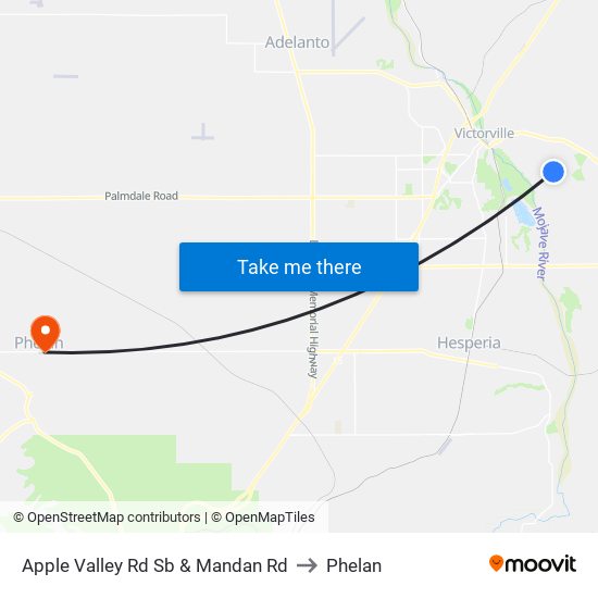 Apple Valley Rd Sb & Mandan Rd to Phelan map