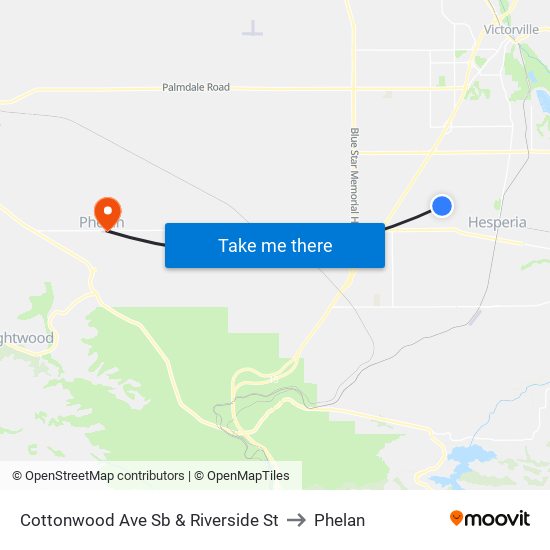 Cottonwood Ave Sb & Riverside St to Phelan map