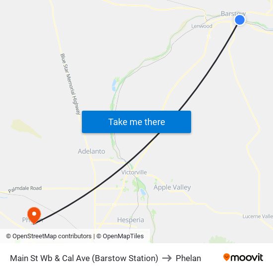 Main St Wb & Cal Ave (Barstow Station) to Phelan map