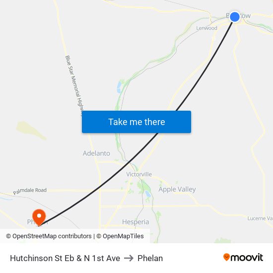 Hutchinson St Eb & N 1st Ave to Phelan map