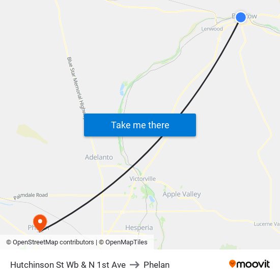 Hutchinson St Wb & N 1st Ave to Phelan map