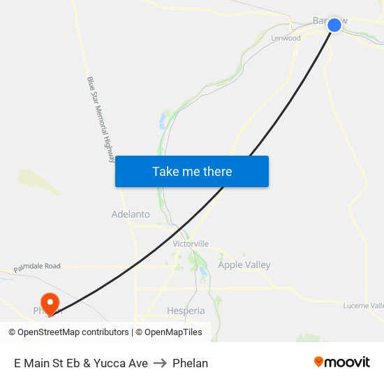 E Main St Eb & Yucca Ave to Phelan map
