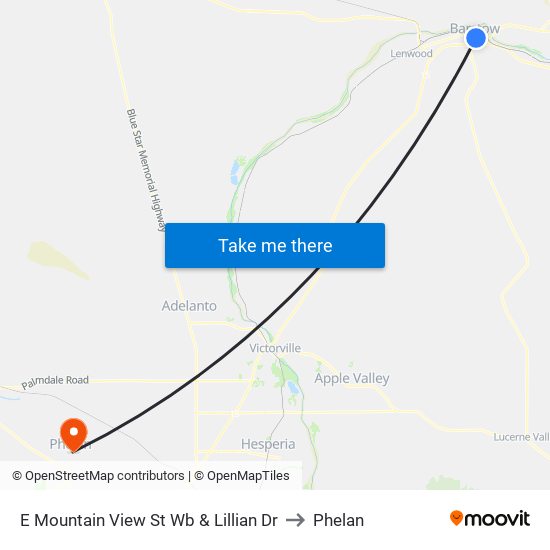 E Mountain View St Wb & Lillian Dr to Phelan map