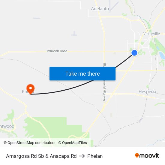 Amargosa Rd Sb & Anacapa Rd to Phelan map