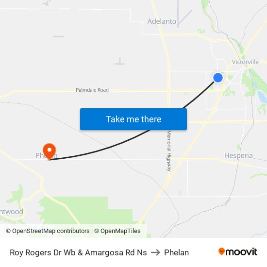 Roy Rogers Dr Wb & Amargosa Rd Ns to Phelan map