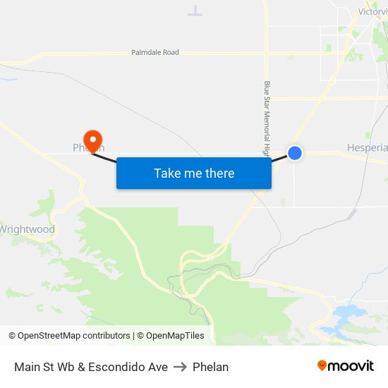 Main St Wb & Escondido Ave to Phelan map