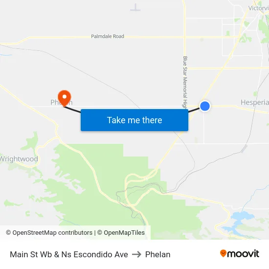 Main St Wb & Ns Escondido Ave to Phelan map