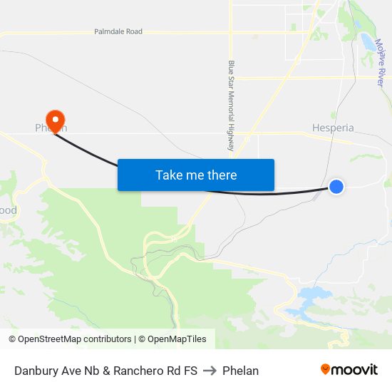 Danbury Ave Nb & Ranchero Rd FS to Phelan map