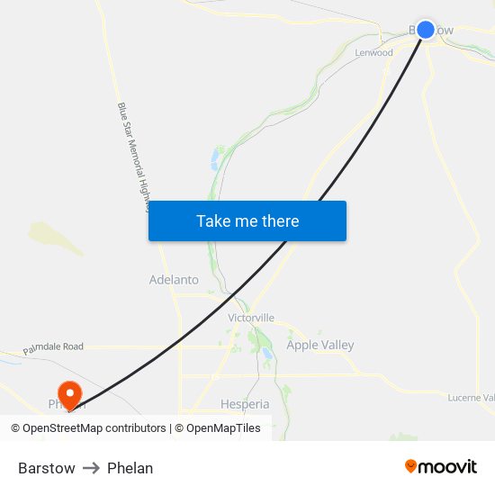 Barstow to Phelan map