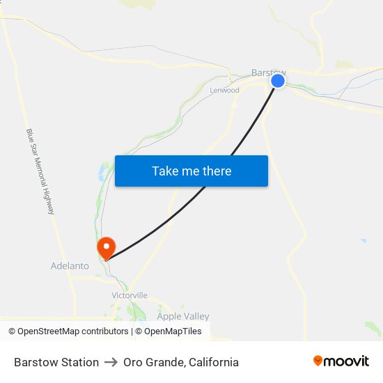 Barstow Station to Oro Grande, California map