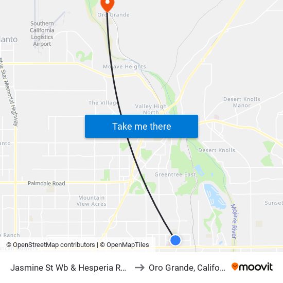 Jasmine St Wb & Hesperia Rd Vfs to Oro Grande, California map