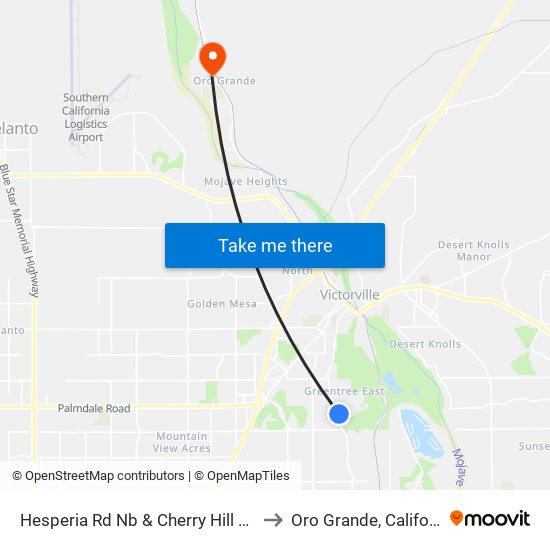 Hesperia Rd Nb & Cherry Hill Dr Ns to Oro Grande, California map