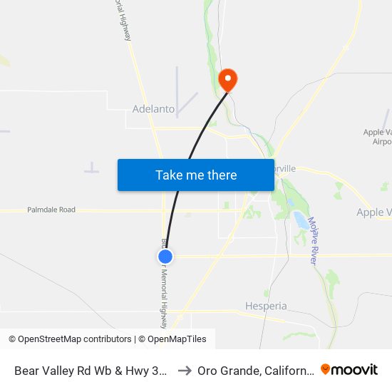 Bear Valley Rd Wb & Hwy 395 to Oro Grande, California map