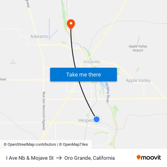 I Ave Nb & Mojave St to Oro Grande, California map