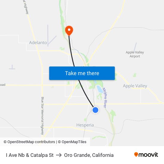 I Ave Nb & Catalpa St to Oro Grande, California map