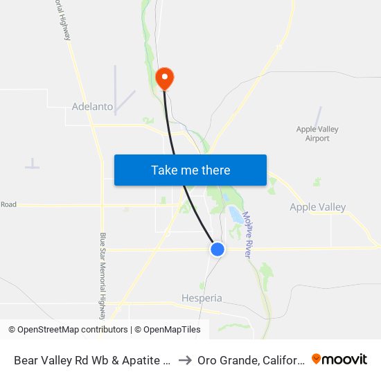 Bear Valley Rd Wb & Apatite Ave to Oro Grande, California map