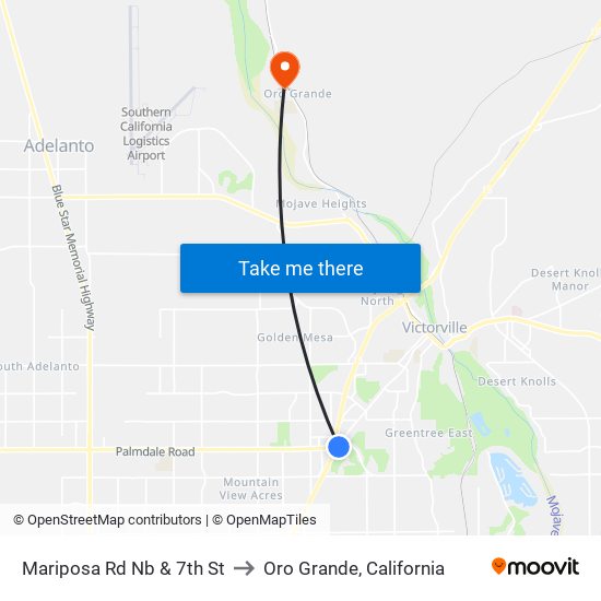 Mariposa Rd Nb & 7th St to Oro Grande, California map