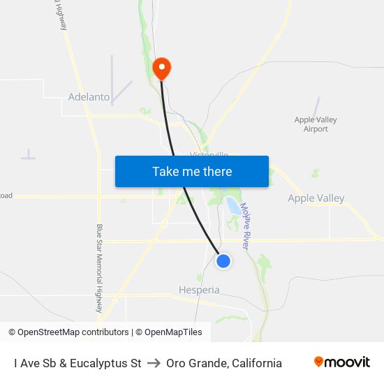 I Ave Sb & Eucalyptus St to Oro Grande, California map