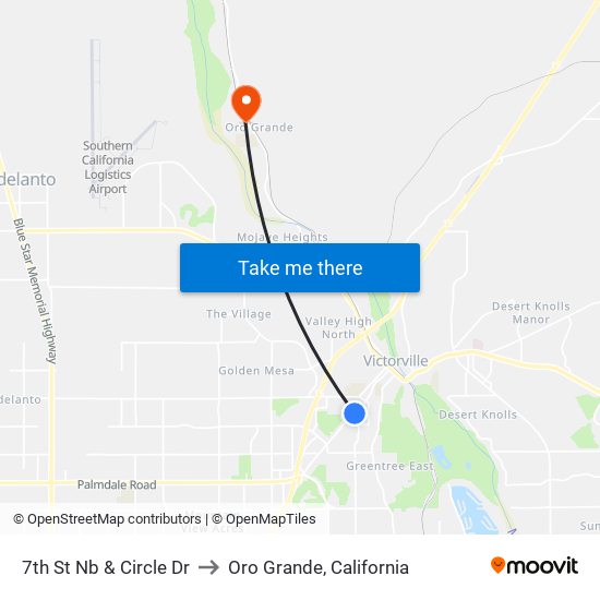 7th St Nb & Circle Dr to Oro Grande, California map