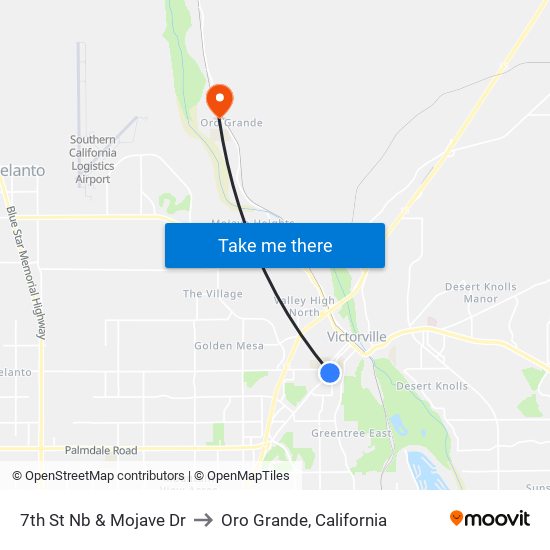 7th St Nb & Mojave Dr to Oro Grande, California map