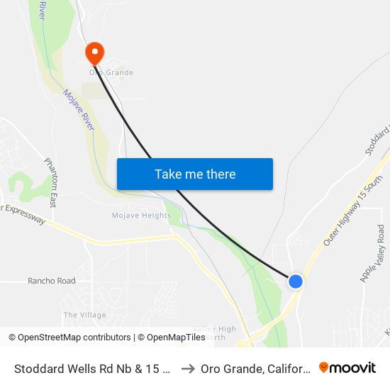 Stoddard Wells Rd Nb & 15 Fwy to Oro Grande, California map