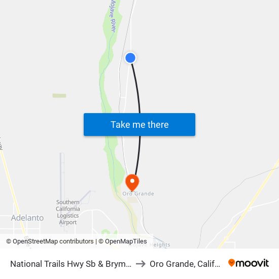 National Trails Hwy Sb & Bryman Rd to Oro Grande, California map