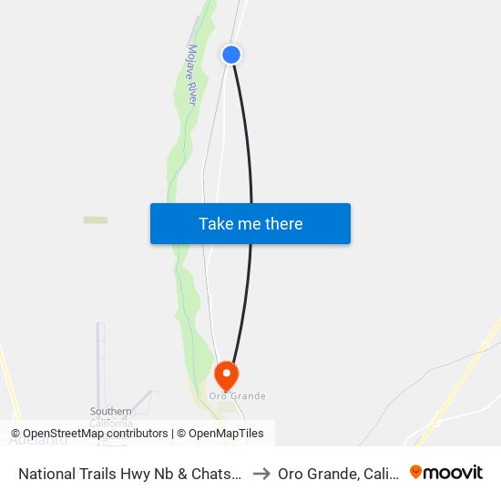 National Trails Hwy Nb & Chatsworth Rd to Oro Grande, California map
