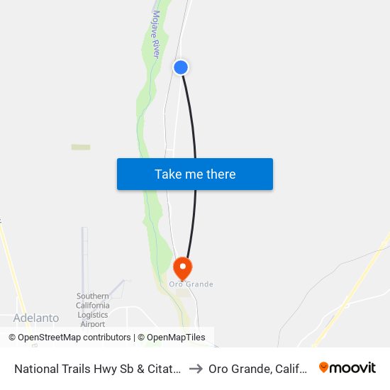 National Trails Hwy Sb & Citation St to Oro Grande, California map