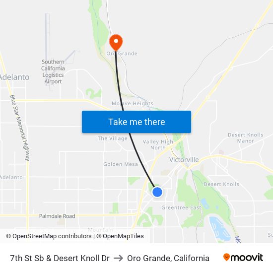 7th St Sb & Desert Knoll Dr to Oro Grande, California map