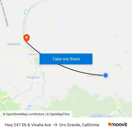 Hwy 247 Eb & Visalia Ave to Oro Grande, California map