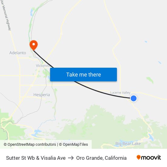 Sutter St Wb & Visalia Ave to Oro Grande, California map