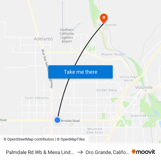 Palmdale Rd Wb  & Mesa Linda Ave to Oro Grande, California map