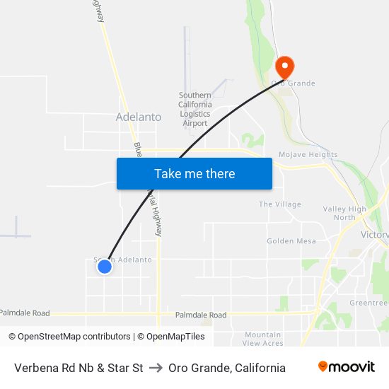 Verbena Rd Nb & Star St to Oro Grande, California map