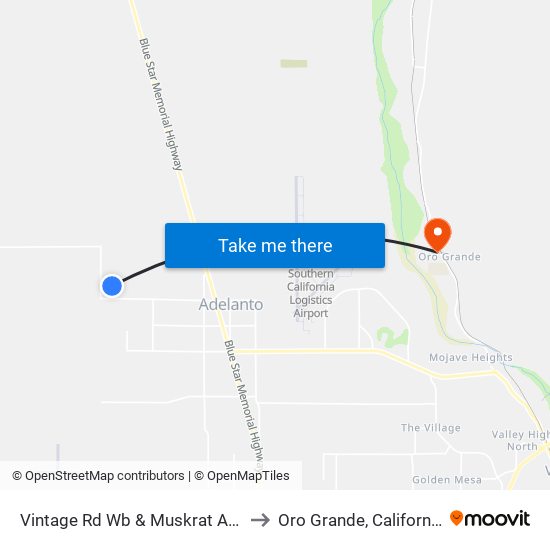 Vintage Rd Wb & Muskrat Ave to Oro Grande, California map