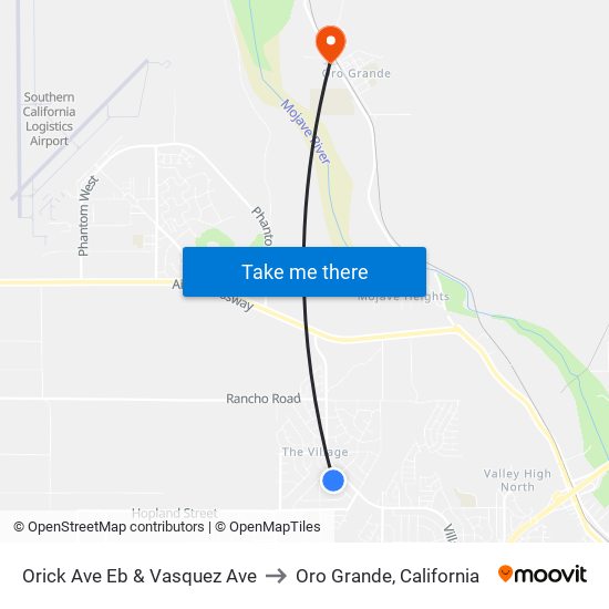 Orick Ave Eb & Vasquez Ave to Oro Grande, California map