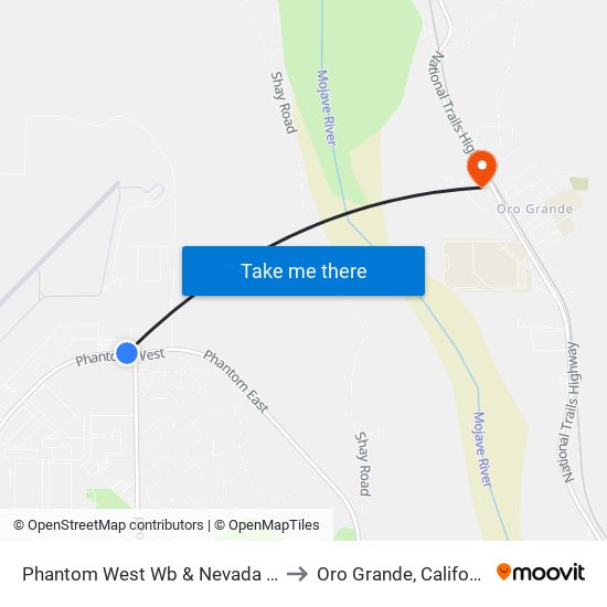 Phantom West Wb & Nevada Ave to Oro Grande, California map